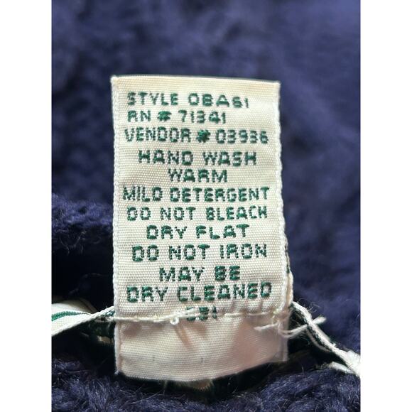 VTG L.L. Bean Me Cable Knit Sweater LT Blue 100% Wool Fisherman Cottage Ireland - Picture 8 of 10